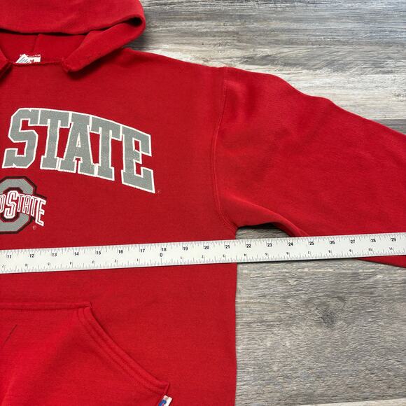 Vintage Y2K Russell Athletic Ohio State OSU Buckeyes Red Mens M‎ Pullover Hoodie - Picture 8 of 11